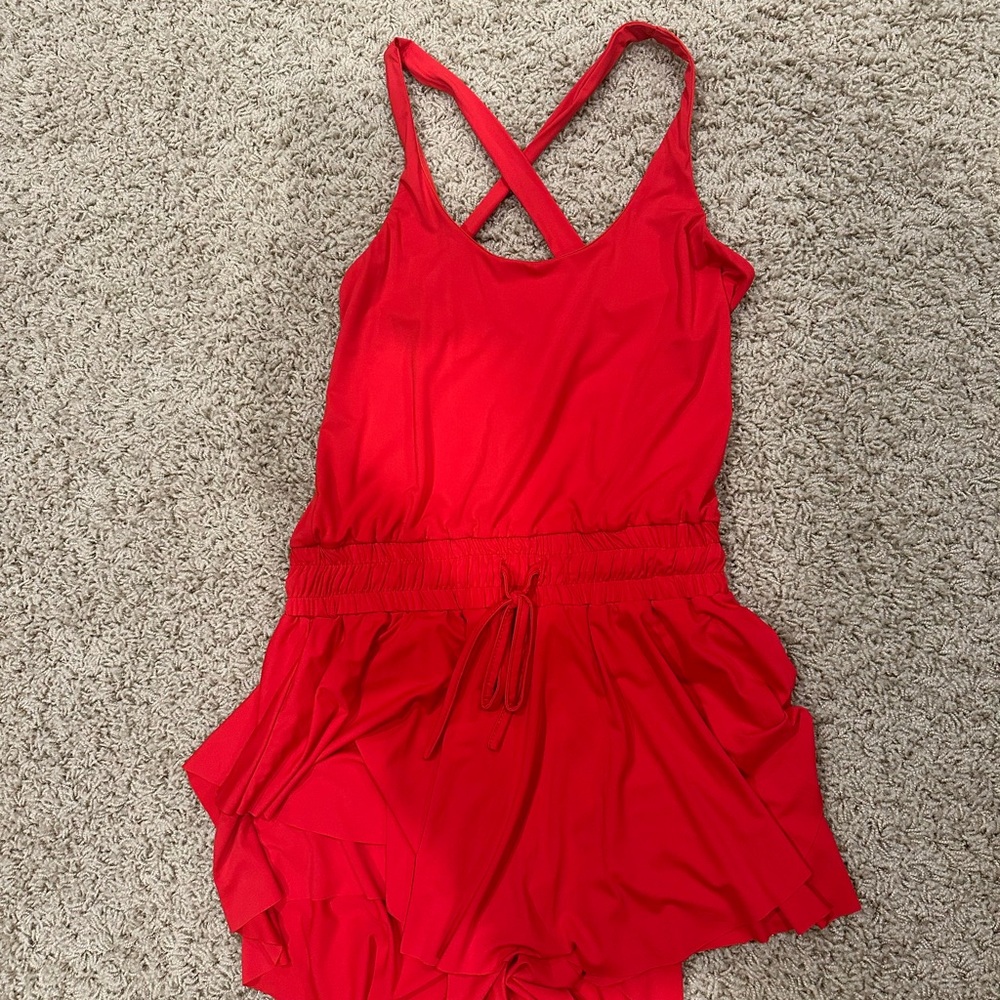 Red athletic romper